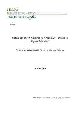 Heterogeneity in Marginal Non-Monetary Returns to Higher Education