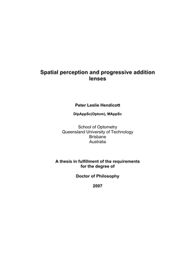 Spatial Perception and Progressive Addition Lenses