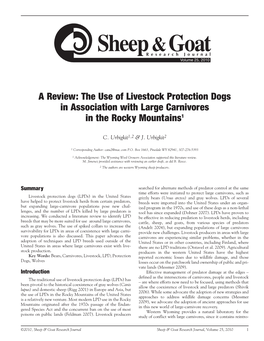 A Review: the Use of Livestock Protection Dogs in Association with Large Carnivores in the Rocky Mountains1