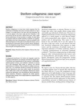 Storiform Collagenoma: Case Report Colagenoma Estoriforme: Relato De Caso