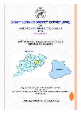 Draft District Survey Report (Dsr) of Dhenkanal District, Odisha for River Sand