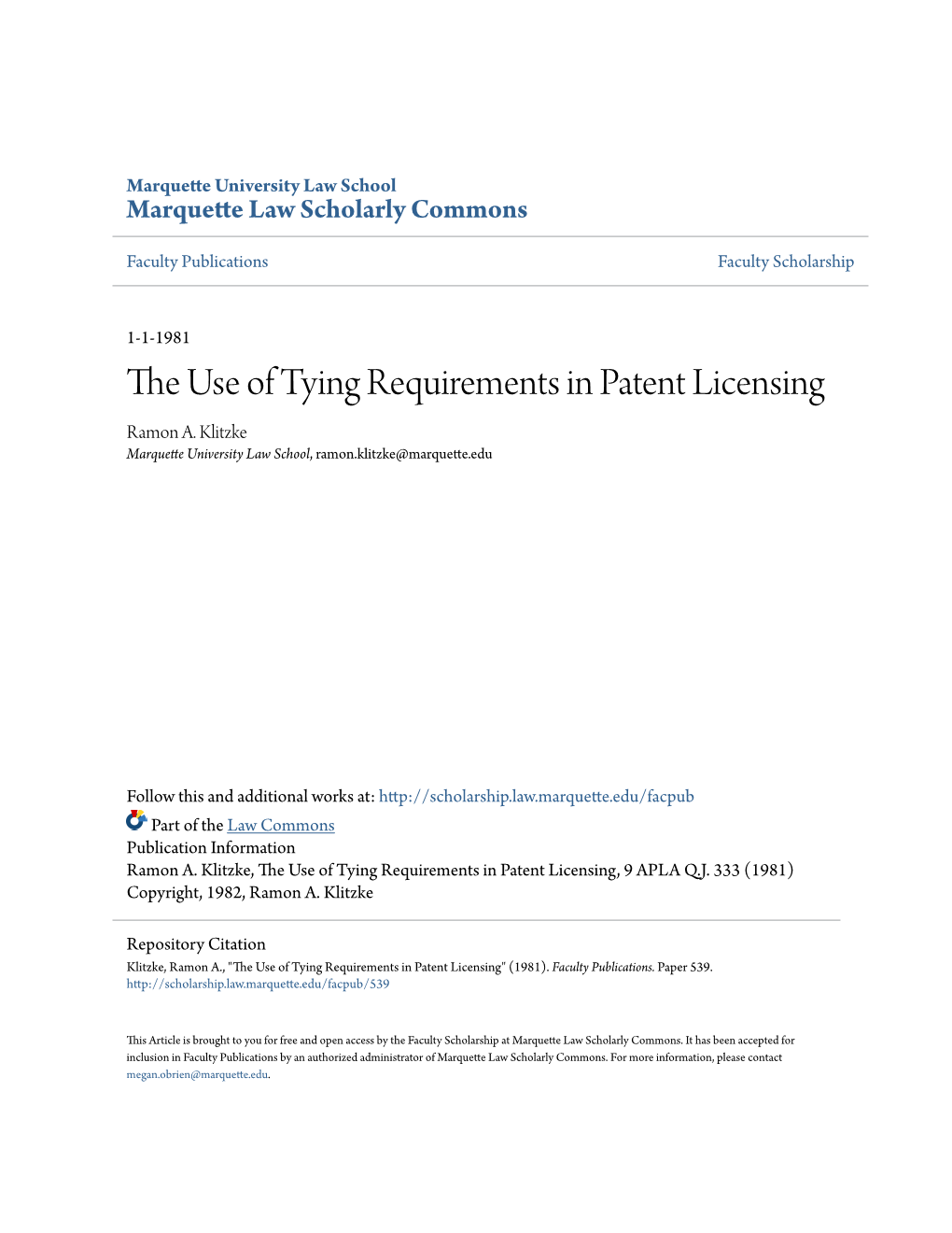 The Use of Tying Requirements in Patent Licensing