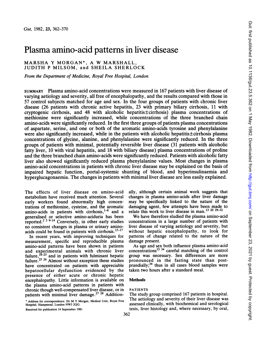 Plasma Amino-Acid Patterns in Liver Disease