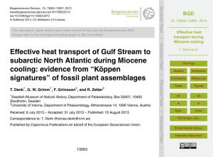 Effective Heat Transport During Miocene Cooling