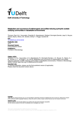 Metabolism and Occurrence of Methanogenic and Sulfate-Reducing Syntrophic Acetate Oxidizing Communities in Haloalkaline Environments