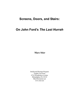 On John Ford's the Last Hurrah