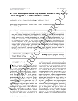 A Ranked Inventory of Commercially-Important Mollusks of Panay, West Central Philippines As a Guide to Prioritize Research