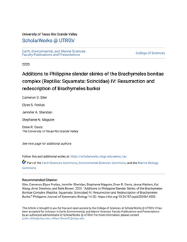 Additions to Philippine Slender Skinks of the Brachymeles Bonitae Complex (Reptilia: Squamata: Scincidae) IV: Resurrection and Redescription of Brachymeles Burksi