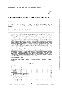 A Phylogenetic Study of the Plantaginaceae Downloaded from by Guest on 30 September 2021