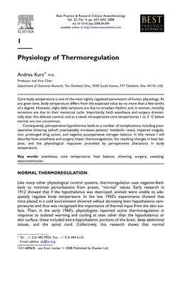 Physiology of Thermoregulation