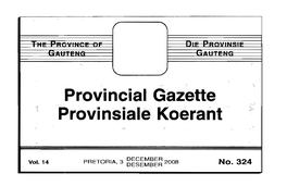" Provincial Gazette Provinsiale Koerant
