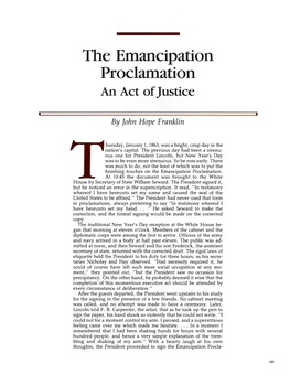 The Emancipation Proclamation, an Act of Justice