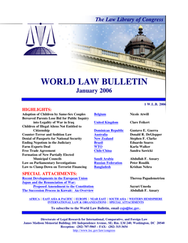 World Law Bulletin, January 2006