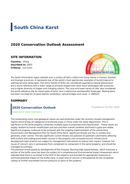 2020 Conservation Outlook Assessment