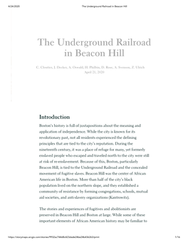 The Underground Railroad in Beacon Hill