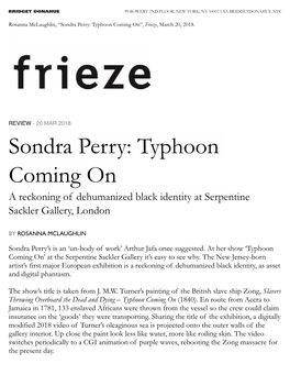 Sondra Perry: Typhoon Coming On”, Frieze, March 20, 2018