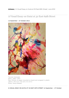 A Visual Essay on Gutai at 32 East 69Th Street’, June 2012