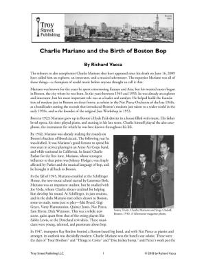 Charlie Mariano and the Birth of Boston Bop
