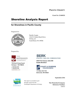 Shoreline Analysis Report for Shorelines in Pacific County