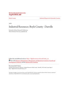 Boyle County Industrial Reports for Kentucky Counties