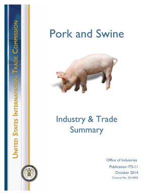 Pork and Swine: Industry and Trade Summary