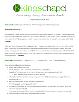 Community Group Discussion Guide