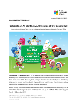 Celebrate an All-Star Nick Jr. Christmas at City Square Mall