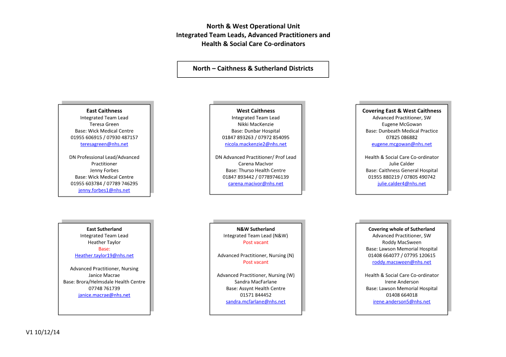 North & West Operational Unit Integrated Team Leads, Advanced