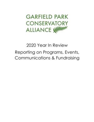 2020 Year in Review Reporting on Programs, Events, Communications & Fundraising
