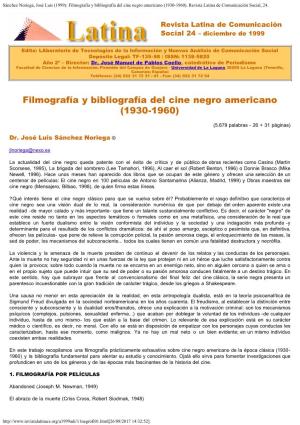 Filmografía Y Bibliografía Del Cine Negro Americano (1930-1960)