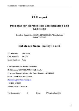 140903 Salicylic Acid CLH Report