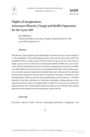 Flights of Imagination: Avicenna's Phoenix (ʿanqā) and Bedil's