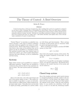 The Theory of Control: a Brief Overview