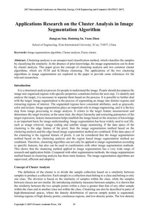 Applications Research on the Cluster Analysis in Image Segmentation Algorithm