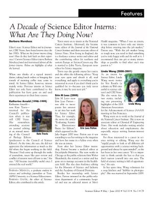 A Decade of Science Editor Interns: What Are They Doing Now? Barbara Mendoza Travis Went on to Intern at the National Health Magazine