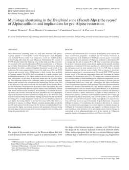 Multistage Shortening in the Dauphiné Zone (French Alps): the Record of Alpine Collision and Implications for Pre-Alpine Restoration