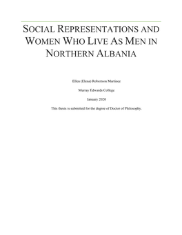 Social Representations and Women Who Live As Men in Northern Albania