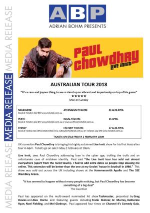 Australian Tour 2018