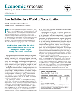Low Inflation in a World of Securitization