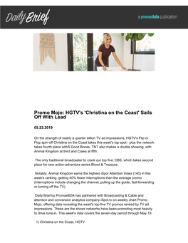 Promo Mojo: HGTV's 'Christina on the Coast' Sails Off with Lead