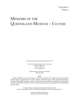 Memoirs of the Queensland Museum – Culture