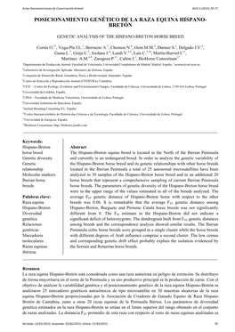 Posicionamiento Genético De La Raza Equina Hispano- Bretón