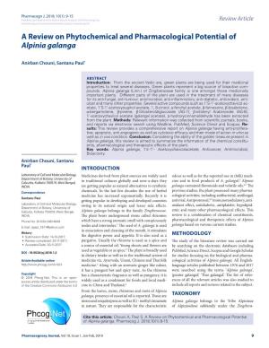 A Review on Phytochemical and Pharmacological Potential of Alpinia Galanga