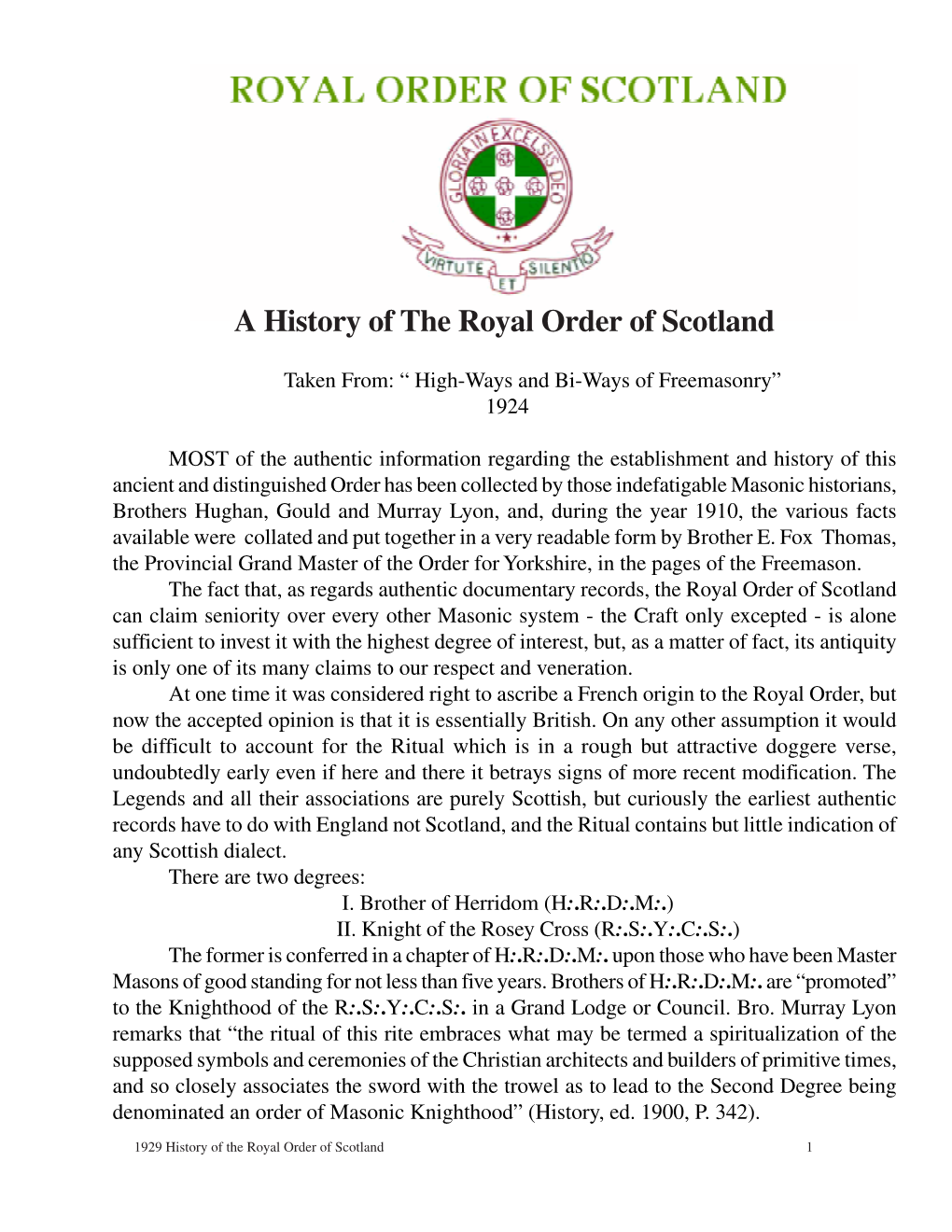 Royal Order of Scotland