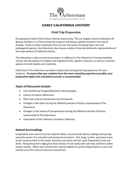 Early California History Preparation