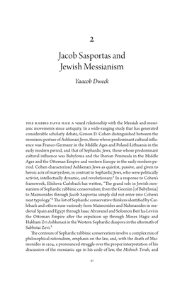 Jacob Sasportas and Jewish Messianism Yaacob Dweck