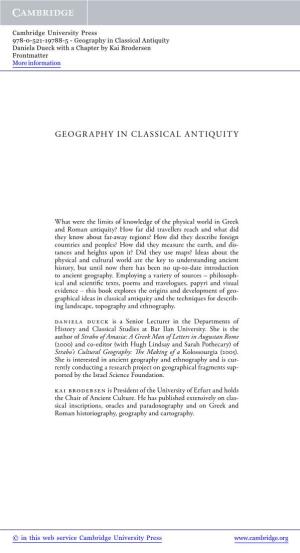 Geography in Classical Antiquity Daniela Dueck with a Chapter by Kai Brodersen Frontmatter More Information
