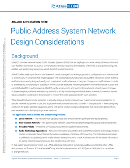 Public Address System Network Design Considerations
