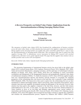 A Reverse Perspective on Global Value Chains: Implications from the Internationalization of Rising Emerging Market Firms