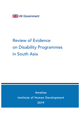 Review of Evidence on Disability Programmes in South Asia
